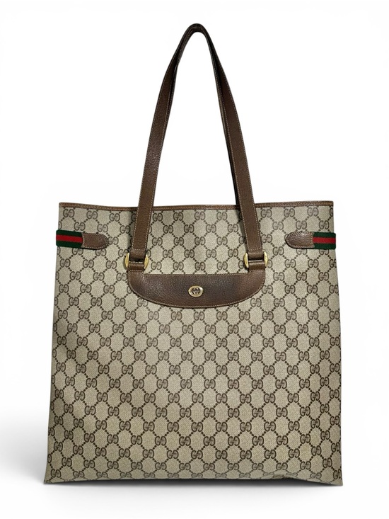 Gucci Handbags - Gucci GG Supreme Web Canvas & Leather Sherry Line Tote Bag